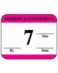 Label Synthetic Permanent Biomedical Engineering 1-1/4" x 1" White with Pink, 1000 per Roll