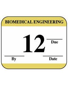 Label Synthetic Permanent Biomedical Engineering 1-1/4" x 1" White with Gold, 1000 per Roll