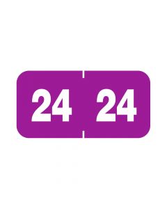 Ames® Compatible Color Code Label Year "24", 1-1/2" x 3/4", Purple, Mylar, 1000 Per Roll