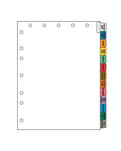 Filepro® Chart Divider Side Tab Position #1-13 1/13 Cut 13 Titles | Universal Set | Mylar Reinforced Tab White 100# White 8-1/2"x11" - 23 per Box