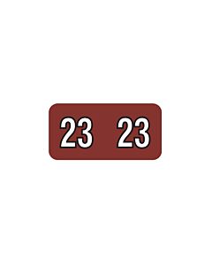 Colwell Compatible Color Code Label Year "23", 1 x 1/2", Dark Red, Mylar, 500 Per Roll