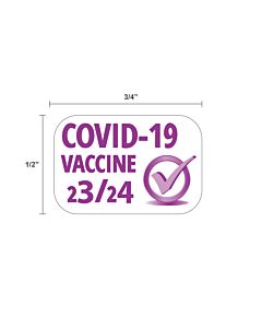2023-24 Vaccine Label, "COVID-19 Vaccine 23/24", 3/4" x 1/2", Synthetic, Permanent, 100 per Roll