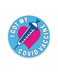 Covid Vaccine Label "I Got My Covid Vaccine" 2" Circle, Light Blue, 250 per Roll