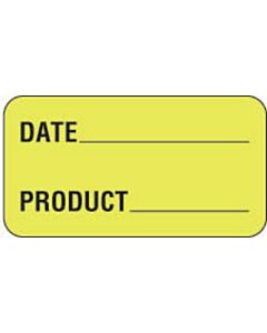 Label Paper Permanent Date ___ Product___  1 5/8"x7/8" Fl. Yellow 1000 per Roll