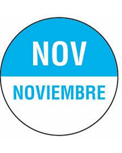 Label Paper Permanent NOV Noviembre, White and Blue, 1000 per Roll