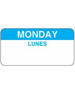 Label Paper Permanent Monday Lunes 2" x 1", White with Blue, 1000 per Roll
