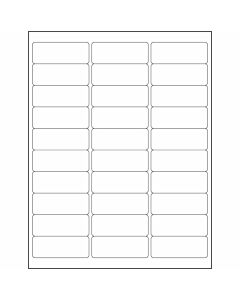 Label Laser Paper Permanent 2-5/8"x1" White 30 per Sheet, 100 Sheets per Box