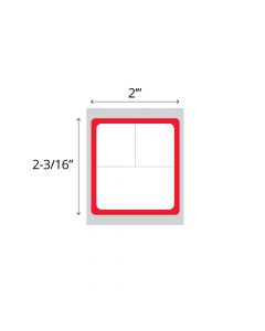 Direct Thermal Label, Epic Compatible, Paper, 2" x 2-3/16", White with Red, 3/4" Core, 200 per roll, 12 roll per box