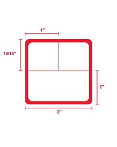 Thermal Transfer Label, Epic Compatible, Paper, 2" x 1-15/16", Red Stripe, 3/4" Core, 225 per roll