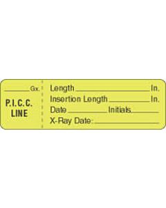 IV Label Wraparound Paper Permanent ___gx. P.i.c.c. Line  2 7/8"x7/8" Fl. Yellow 1000 per Roll