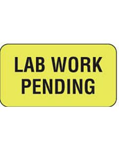Label Paper Permanent Lab Work Pending, 1 5/8" x 7/8", Fl. Yellow, 1000 per Roll