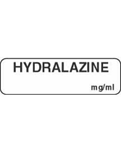 Anesthesia Label (Paper, Permanent) Hydralazine mg/ml 1 1/4" x 3/8" White - 1000 per Roll