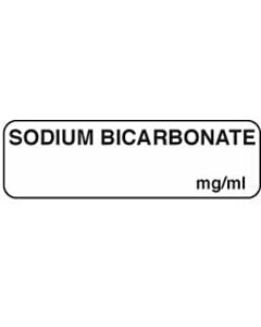 Anesthesia Label (Paper, Permanent) Sodium Bicarbonate 1 1/4" x 3/8" White - 1000 per Roll