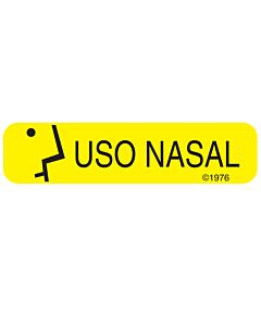 Communication Label (Paper, Permanent) Uso Nasal 1 9/16" x 3/8" Yellow - 500 per Roll, 2 Rolls per Box