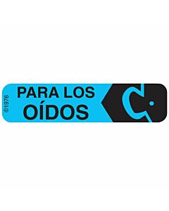 Communication Label (Paper, Permanent) Para Los Oidos 1 9/16" x 3/8" Blue - 500 per Roll, 2 Rolls per Box