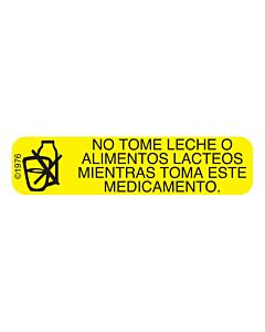 Communication Label (Paper, Permanent) No Tome Leche O 1 9/16" x 3/8" Yellow - 500 per Roll, 2 Rolls per Box