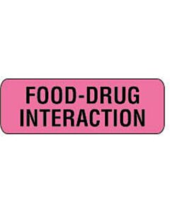 Communication Label (Paper, Permanent) Food-Drug Interaction 1 1/2" x 1/2" Fluorescent Pink - 1000 per Roll