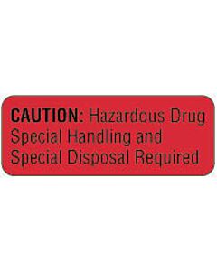 Communication Label (Paper, Permanent) Caution: Hazardous 2" x 3/4" Fluorescent Red - 1000 per Roll