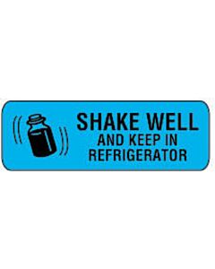 Communication Label (Paper, Permanent) Shake Well and Keep In, 1 1/2" x 1/2" Light Blue - 1000 per Roll