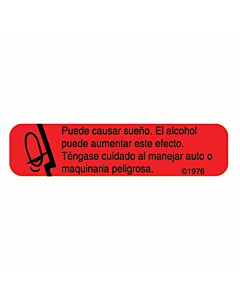 Communication Label (Paper, Permanent) Puede Causar Sueno 1 9/16" x 3/8" Red - 500 per Roll, 2 Rolls per Box