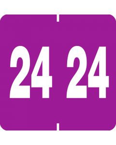 Ames® Compatible Color Code Label Year "24", 1-7/8" x 1-7/8" Purple, Mylar, 1000 Per Roll