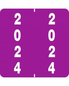 Ames® Compatible Color Code Label Year "2024", 1-7/8" x 1-7/8", Purple, Mylar, 1000 Per Roll