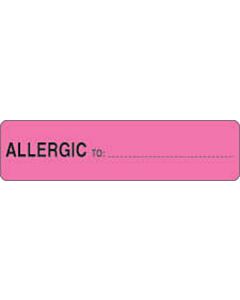Label Paper Removable Allergic To:___ 4" x 1", Fl. Pink, 500 per Roll