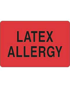 Label Paper Removable Latex Allergy 4" x 2 5/8", Fl. Red, 500 per Roll