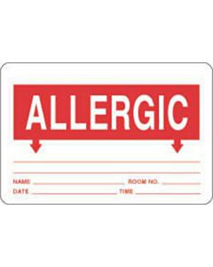 Label Paper Removable Allergic 3" x 2", White, 500 per Roll