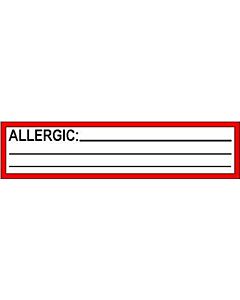 Label Paper Permanent Allergic:  5 1/2"x1 3/8" White with Red 200 per Roll