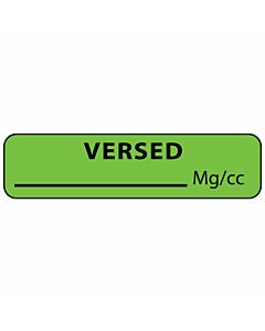 Label Paper Permanent Versed mg/cc, 1" Core, 1 1/4" x 5/16", Fl. Green, 760 per Roll