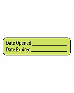 Label Paper Removable Date Opened Date, 1" Core, 1 7/16" x 3/8", Fl. Chartreuse, 666 per Roll