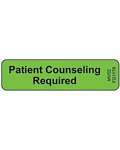 Label Paper Removable Patient Counseling, 1" Core, 1 7/16" x 3/8", Fl. Green, 666 per Roll