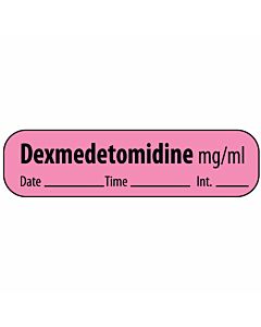 Label Paper Removable Dexmedetomidine, 1" Core, 1 7/16" x 3/8", Fl. Pink, 666 per Roll