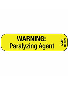 Label Paper Permanent Warning: Paralyzing, 1" Core, 1 7/16" x 3/8", Yellow, 666 per Roll