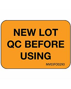 Label Paper Removable New Lot QC, 1" Core, 1 7/16" x 1", Fl. Orange, 666 per Roll