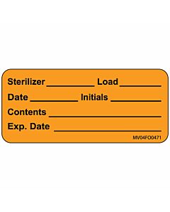 Label Paper Removable Sterilizer Load Date, 1" Core, 2 1/4" x 1", Fl. Orange, 420 per Roll