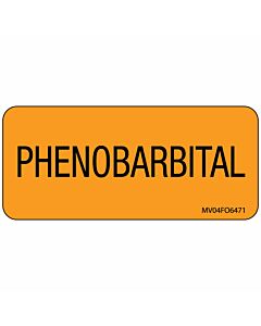 Label Paper Removable Phenobarbital, 1" Core, 2 1/4" x 1", Fl. Orange, 420 per Roll