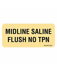 Label Paper Removable Midline Saline Flush, 1" Core, 2 1/4" x 1", Fl. Orange, 420 per Roll