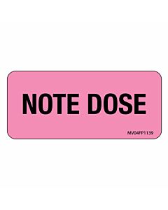 Label Paper Removable Note Dose, 1" Core, 2 1/4" x 1", Fl. Pink, 420 per Roll