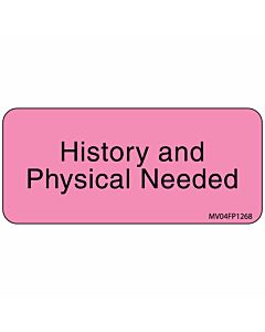 Label Paper Removable History and Physical, 1" Core, 2 1/4" x 1", Fl. Pink, 420 per Roll