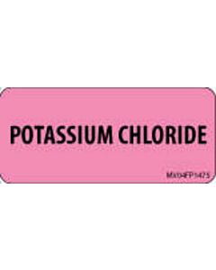Label Paper Removable Potassium Chloride, 1" Core, 2 1/4" x 1", Fl. Pink, 420 per Roll