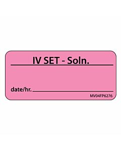 Label Paper Removable Discontinued IV Set, 1" Core, 2 1/4" x 1", Fl. Pink, 420 per Roll