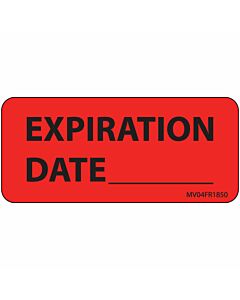 Label Paper Permanent Expiration Date 1" Core 2 1/4"x1 Fl. Red 420 per Roll