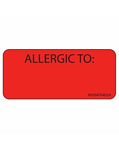 Label Paper Permanent Allergic To: 1" Core 2 1/4"x1 Fl. Red 420 per Roll