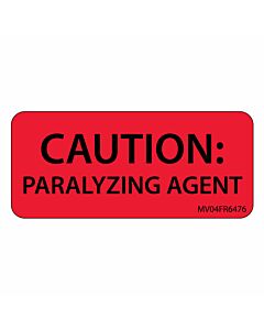 Label Paper Permanent Caution Paralyzing 1" Core 2 1/4"x1 Fl. Red 420 per Roll