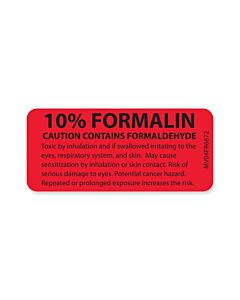 Label Paper Permanent 0.1 Formalin Caution 1" Core 2-1/4" x 1" Fl. Red 420 per Roll