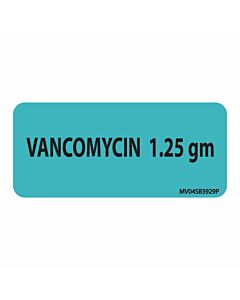 Label Paper Permanent Vancomycin 1.25 gm, 1" Core, 2-1/4" x 1", Blue, 420 per Roll