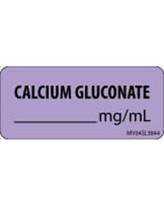 Label Paper Removable Calcium Gluconate, 1" Core, 2 1/4" x 1", Lavender, 420 per Roll