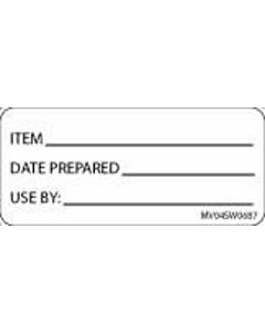 Label Paper Removable Item Date Prepared, 1" Core, 2 1/4" x 1", White, 420 per Roll